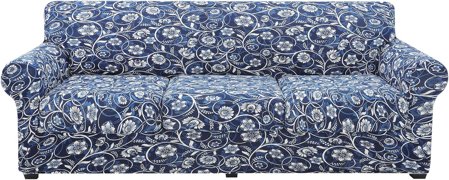 Hyha Floral Pattern Couch Cover for 3 Cushion Sofa - Stretch Fit