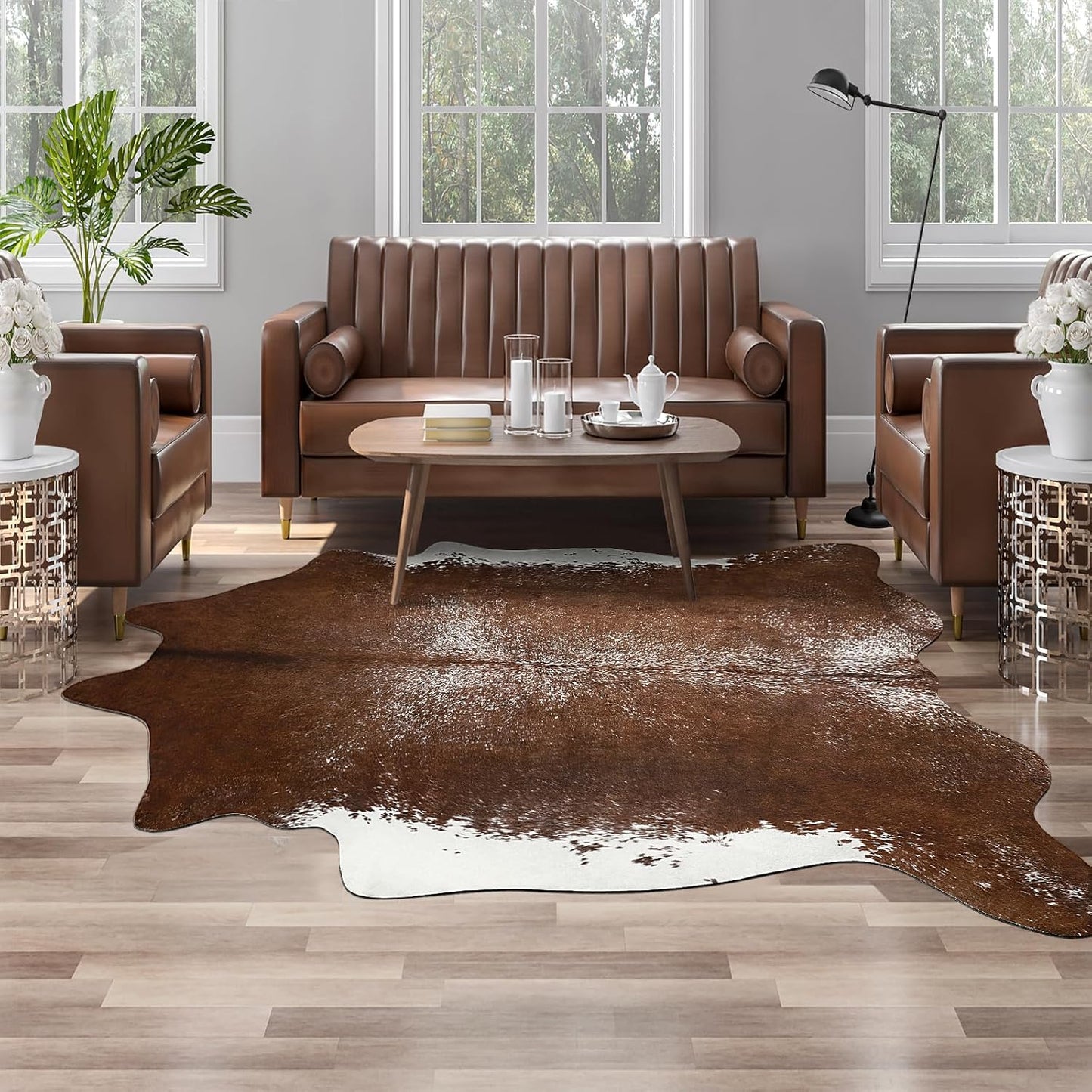 Premium Faux Fur Cowhide Rug for Western Decor and Comfort