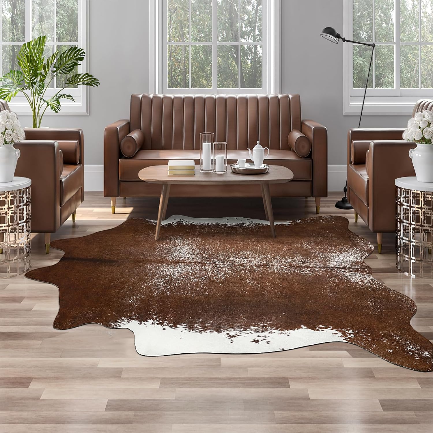 Premium Faux Fur Cowhide Rug for Western Decor and Comfort