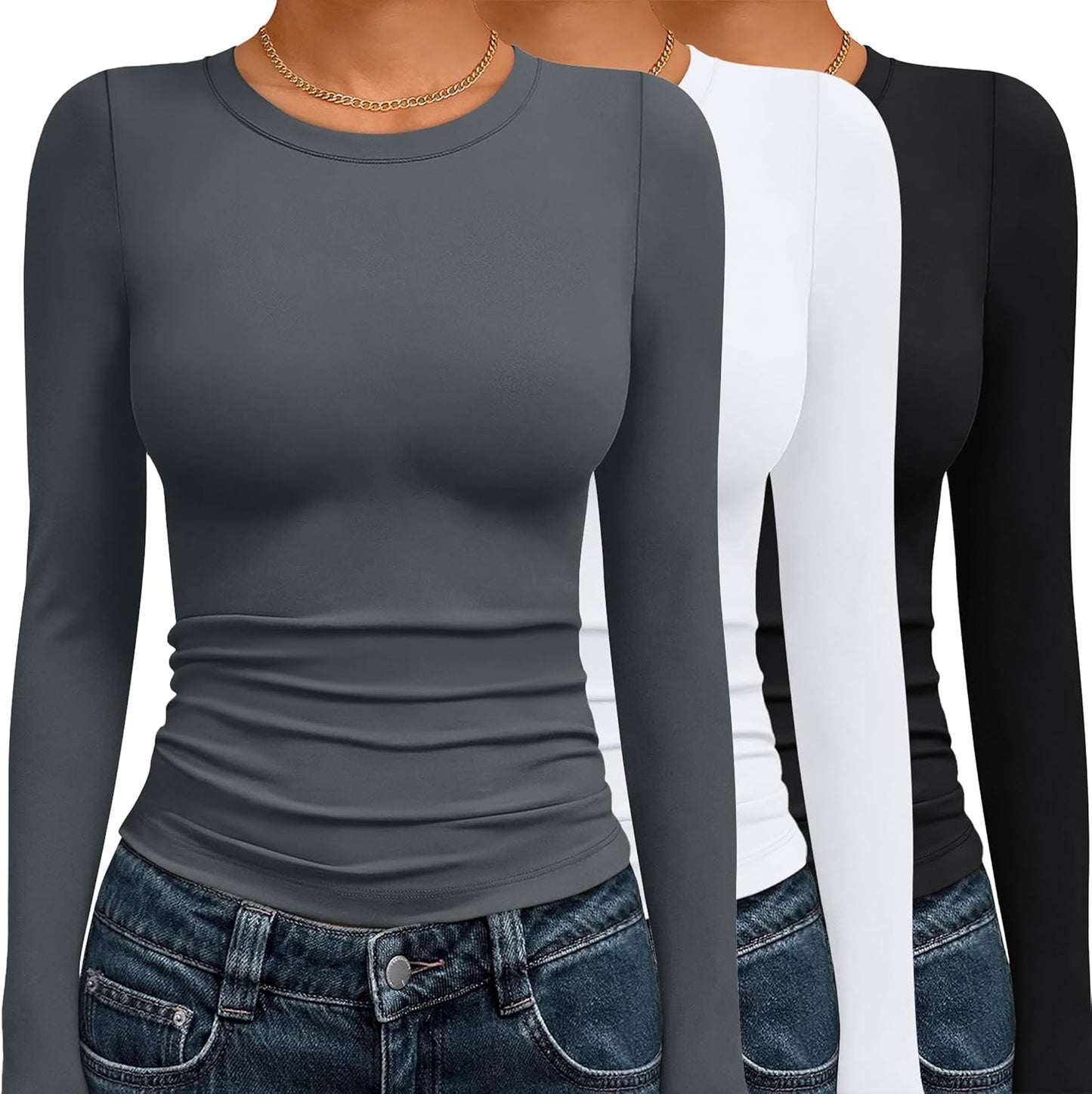 AUTOMET 3 Pack Womens Long Sleeve T Shirts for All Seasons