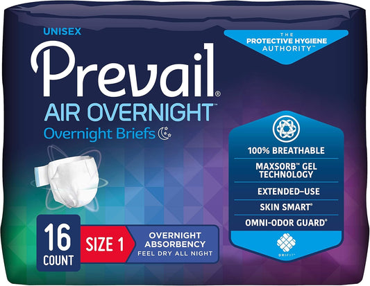 Prevail AIR Overnight Incontinence Briefs - 20 Count Bag for Maximum Absorbency!