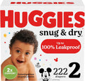 Huggies Size 2 Diapers Snug & Dry 222 Count - Reliable Leak Protection