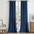 Bulbul Navy Blue Velvet Blackout Curtains 96 in Panels - Luxe Room