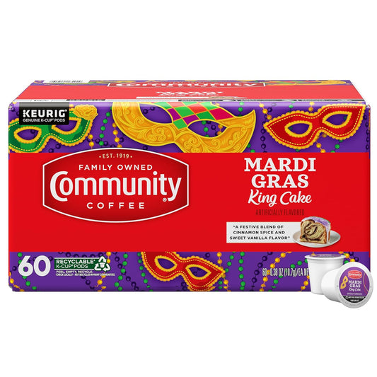 Mardi Gras King Cake Flavored Coffee Pods for Keurig Brewers