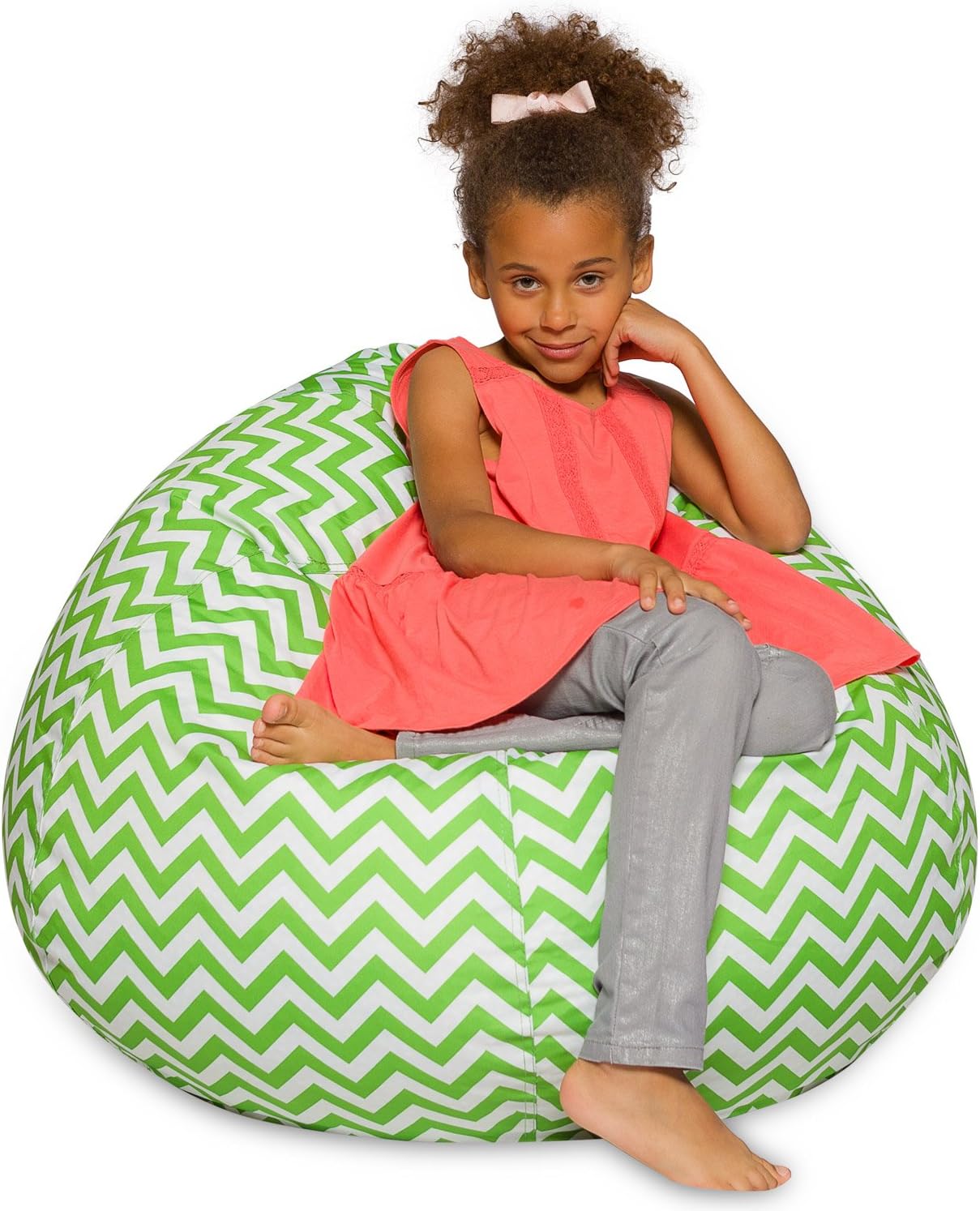 Posh Beanbags Large Chevron Green and White Bean Bag Chair