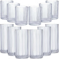 Ribbed Drinking Glasses Set 12 Pcs 9 oz & 12 oz - Vintage Ripple