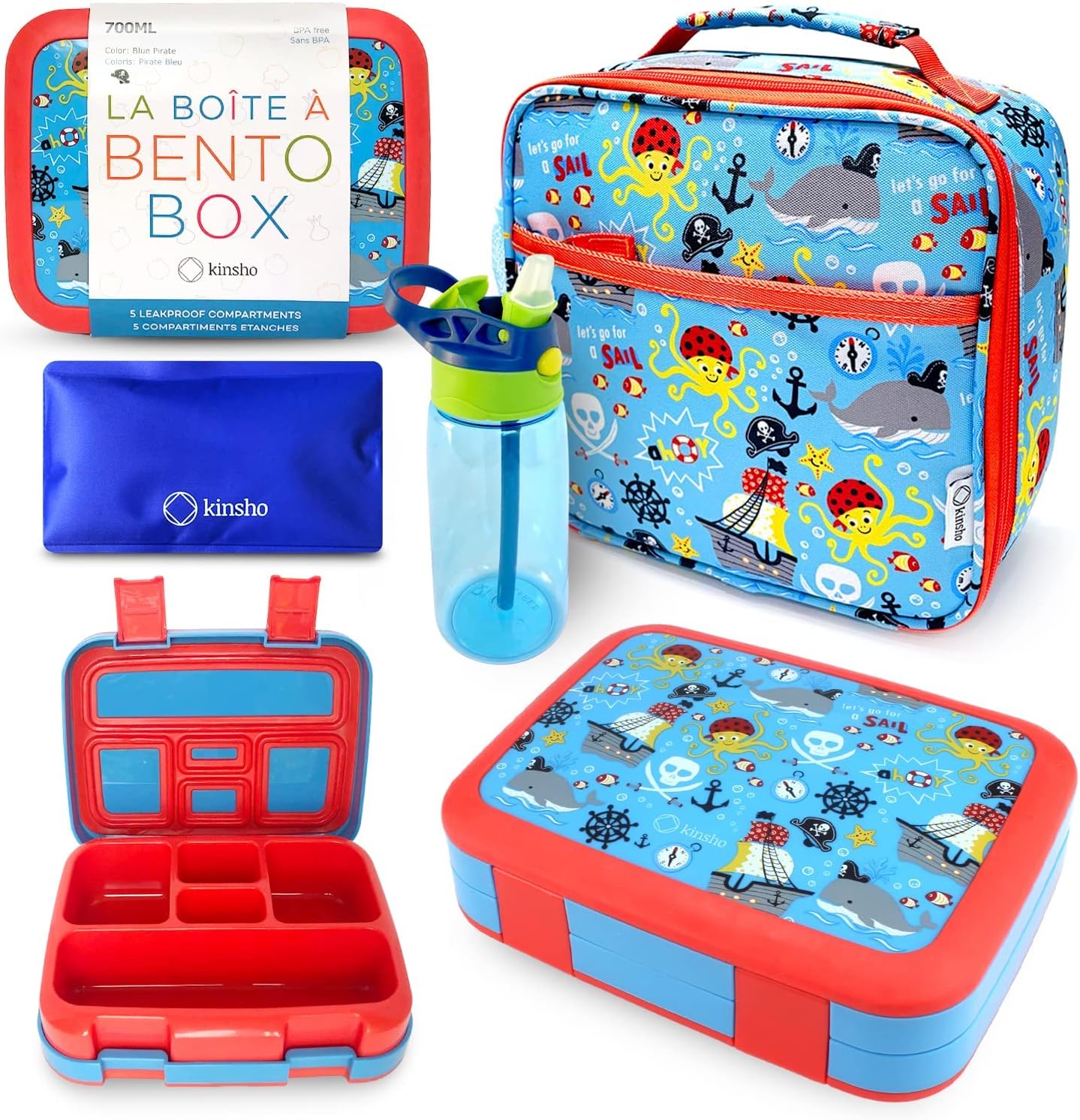 Kinsho Bento Box Set with Insulated Lunch Bag for Kids