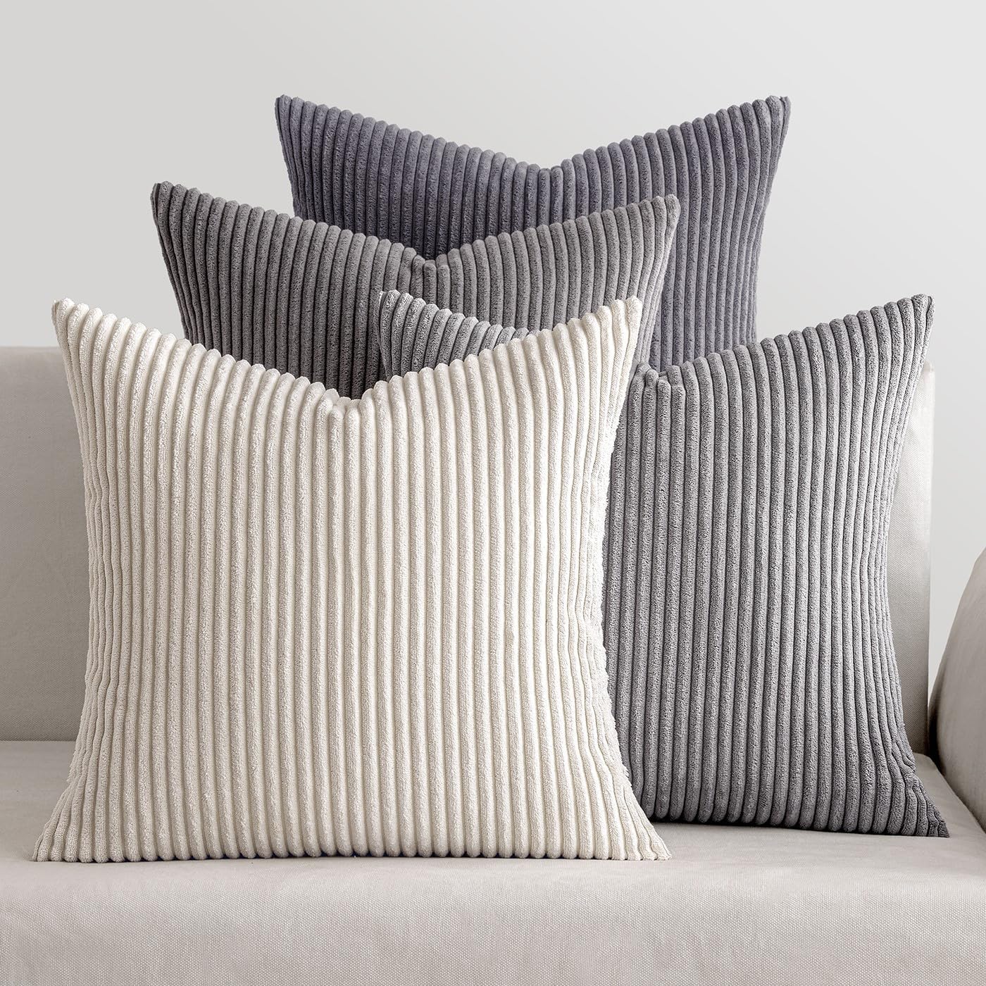 MIULEE 20x20 Inch Neutral Grey Gradient Throw Pillow Covers