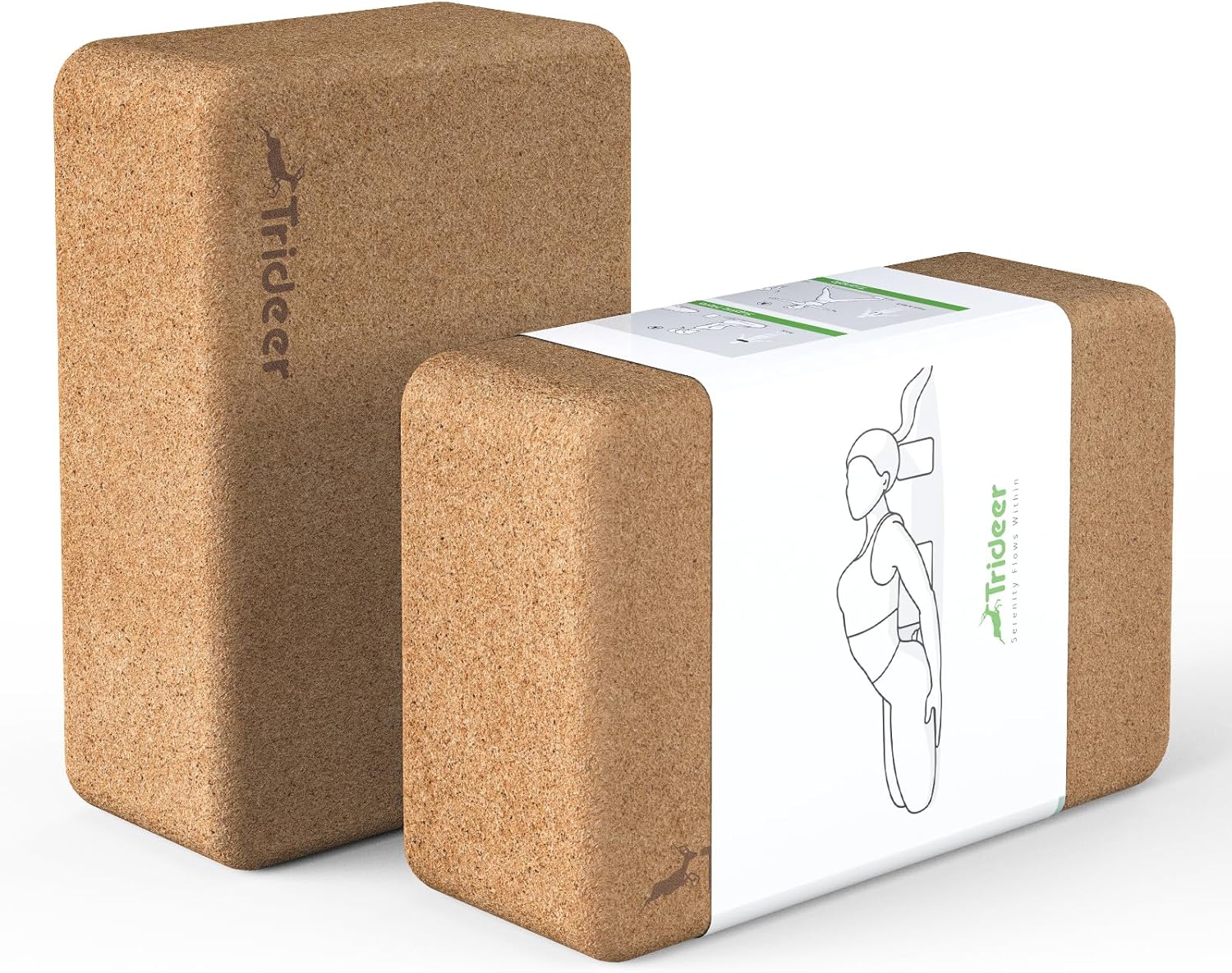Trideer 2 Pack Cork Yoga Blocks - Eco-Friendly & Non-Slip!