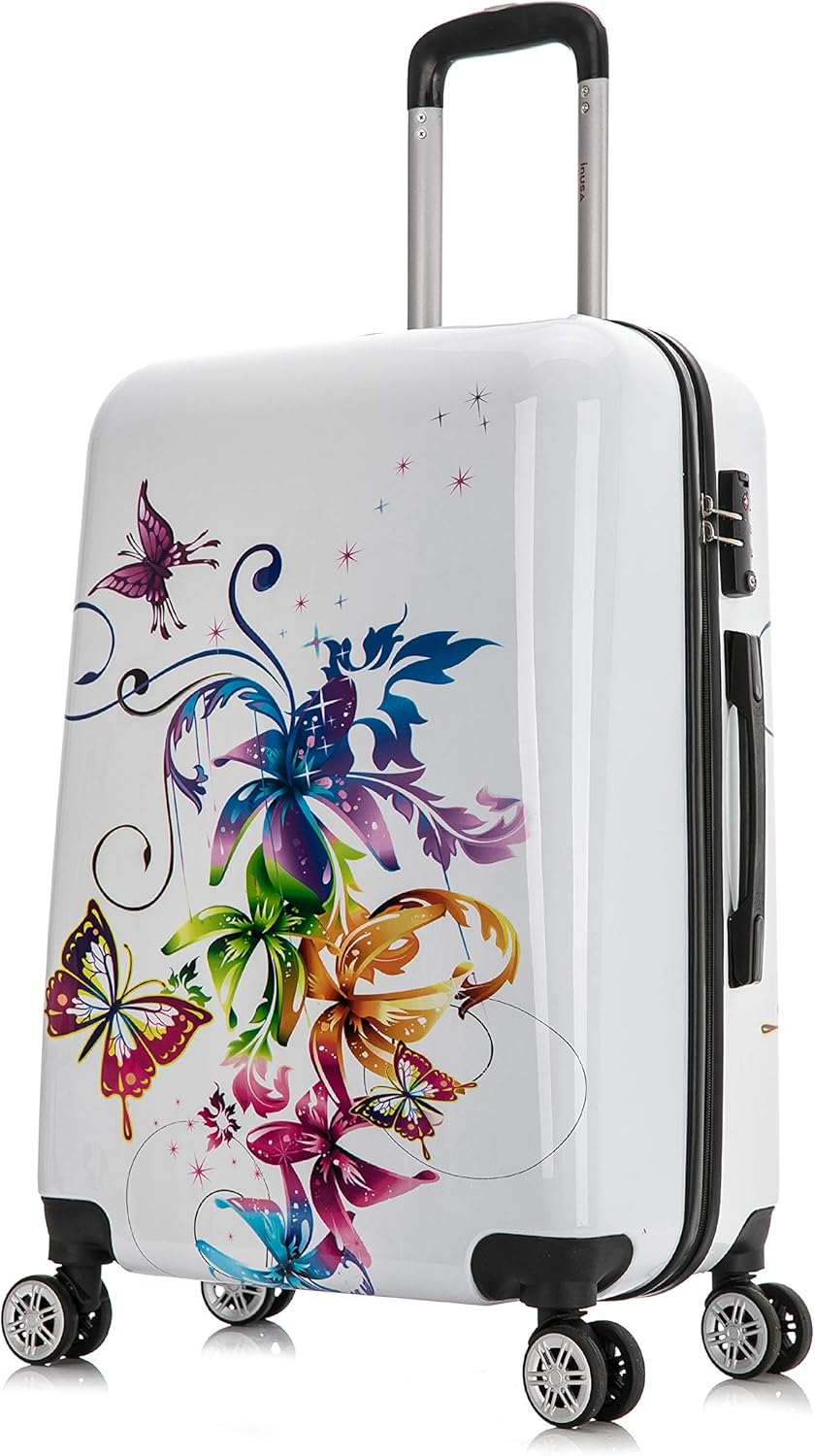 InUSA Fusion Print Luggage 24-Inch Spinner Wheels for Travel