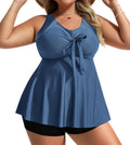 Hanna Nikole Womens Plus Size Tankini Swimsuit V Neck Tie Wrap - Flowy