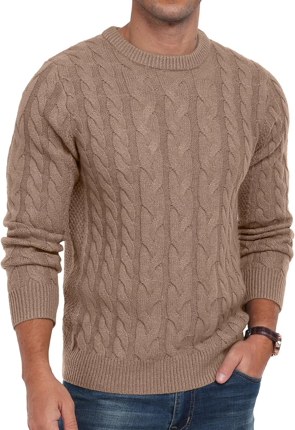 Askdeer Men's Pullover Sweater - Classic Chunky Knit Design