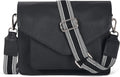 Leather Flapover Crossbody Handbag for Women - Medium Size Genuine