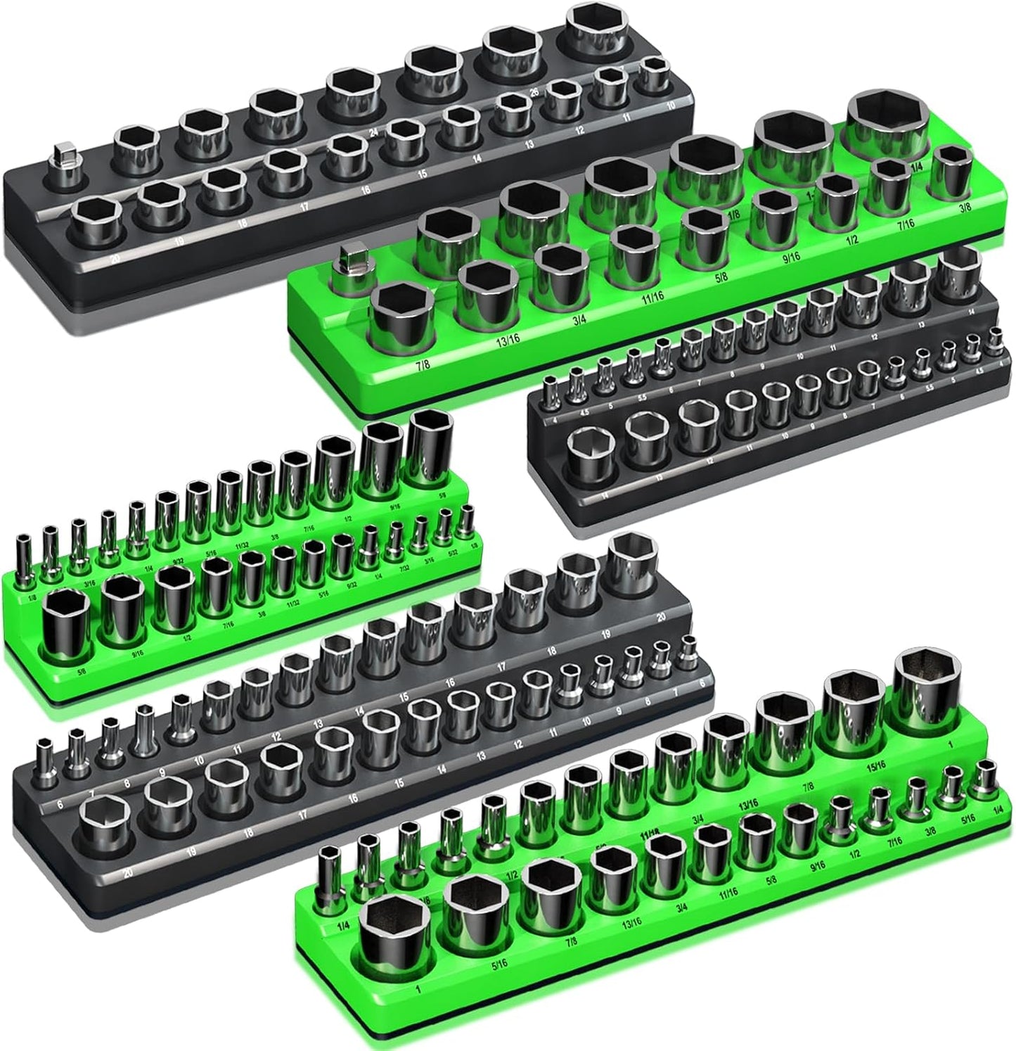 Magnetic Socket Organizer Holder Set for Tool Box Drawer Storage
