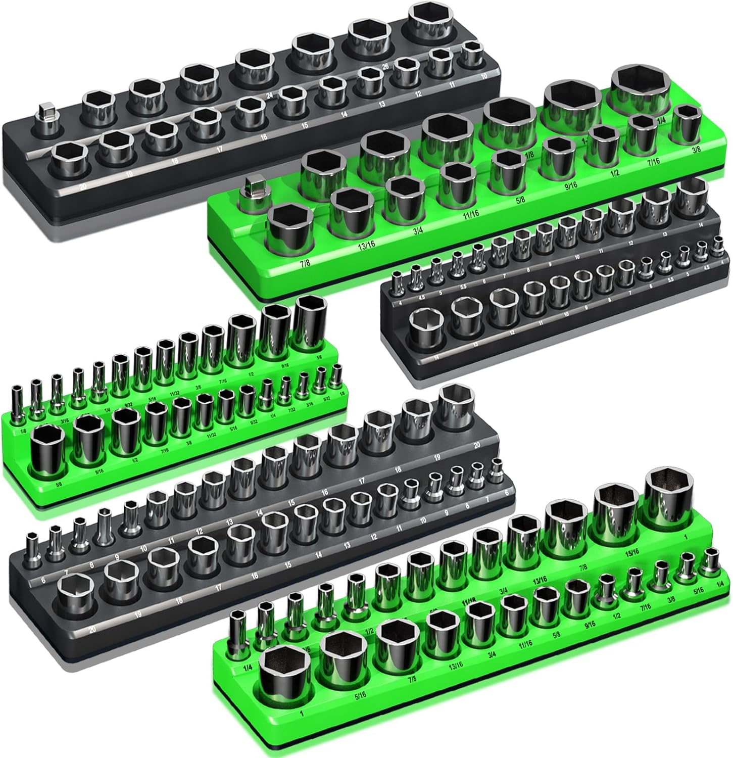Magnetic Socket Organizer Holder Set for Tool Box Drawer Storage
