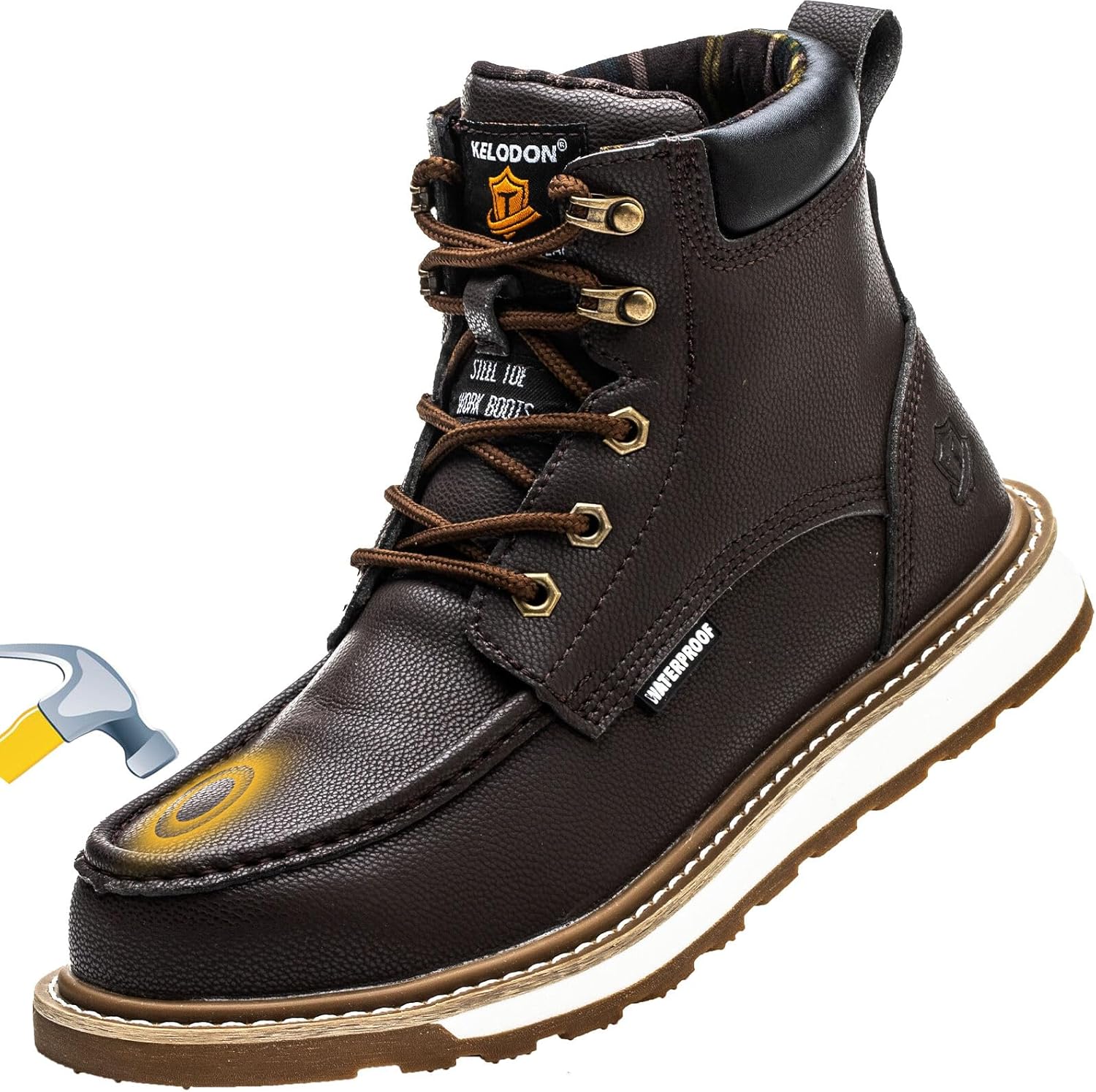 KELODON Waterproof Steel Toe Boots for Men - Durable Work Footwear