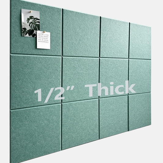 Large Cork Board for Office Wall Decor - 12 Pack Felt Tiles
