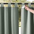 Outdoor Sage Green Waterproof Curtains - 2 Panels, Detachable Tab Top