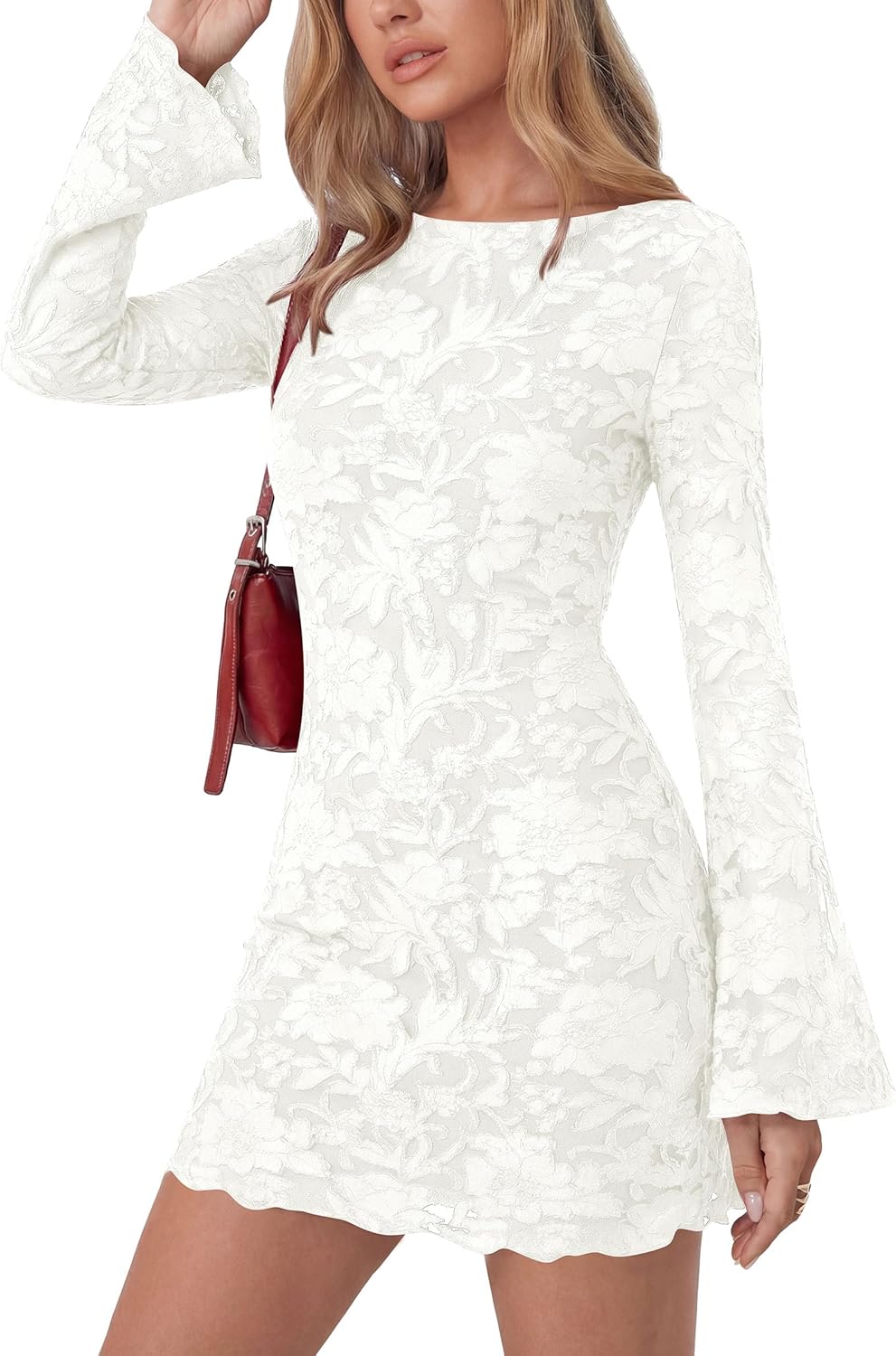 PRETTYGARDEN Women's Floral Long Sleeve Mini Dress for Fall