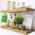 Natural Wood Floating Shelves 24 in Set of 2 - Solid Pine Rustic Look