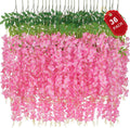 Wisteria Hanging Flowers 36 Pack 3.6 ft Vines - Lush Pink Decor