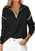 ANRABESS Womens Quarter Zip Sweater - Casual Office Knit Top