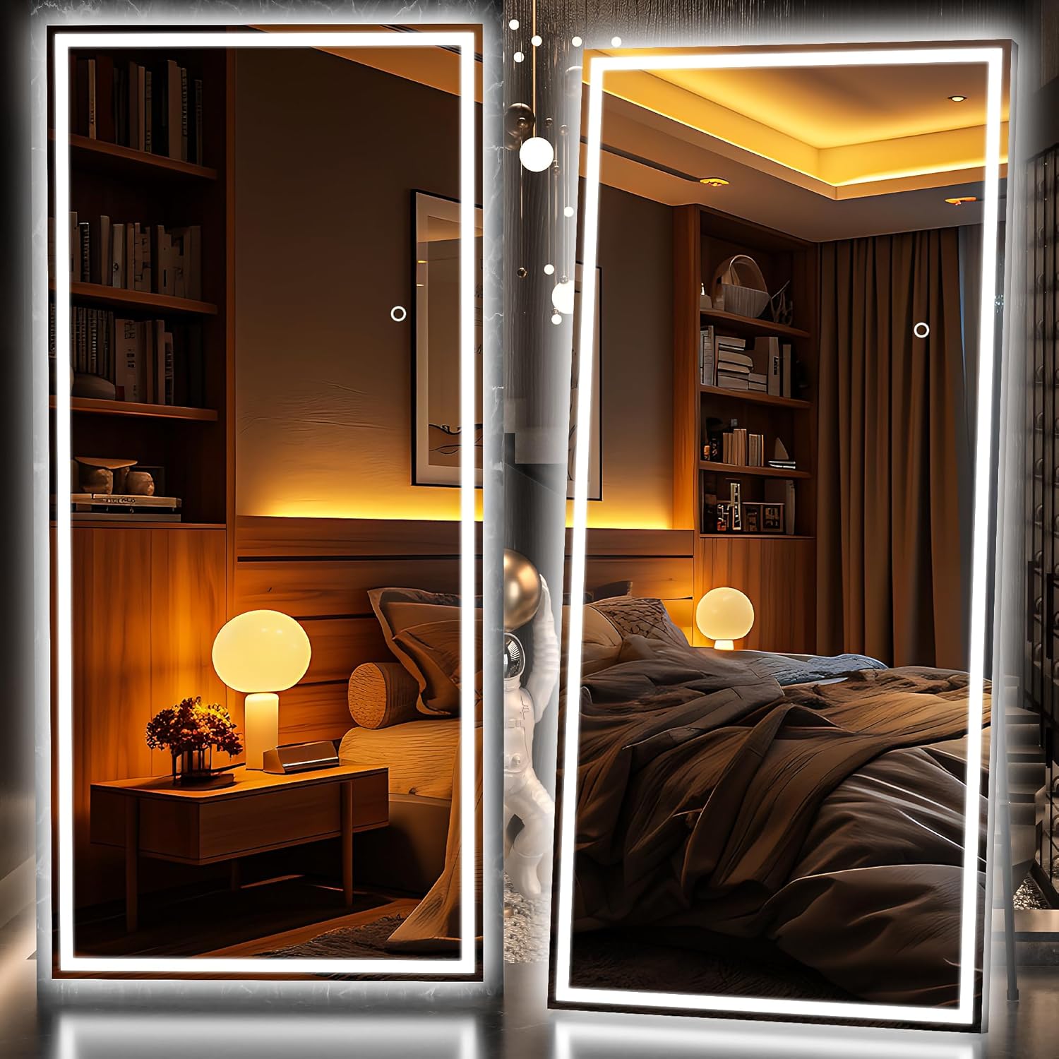 Hasipu Full Length Mirror with Lights - Dimmable LED Floor Mirror