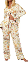 Womens Satin Silky Pajama Set 2 Piece - Soft Satin Sleepwear