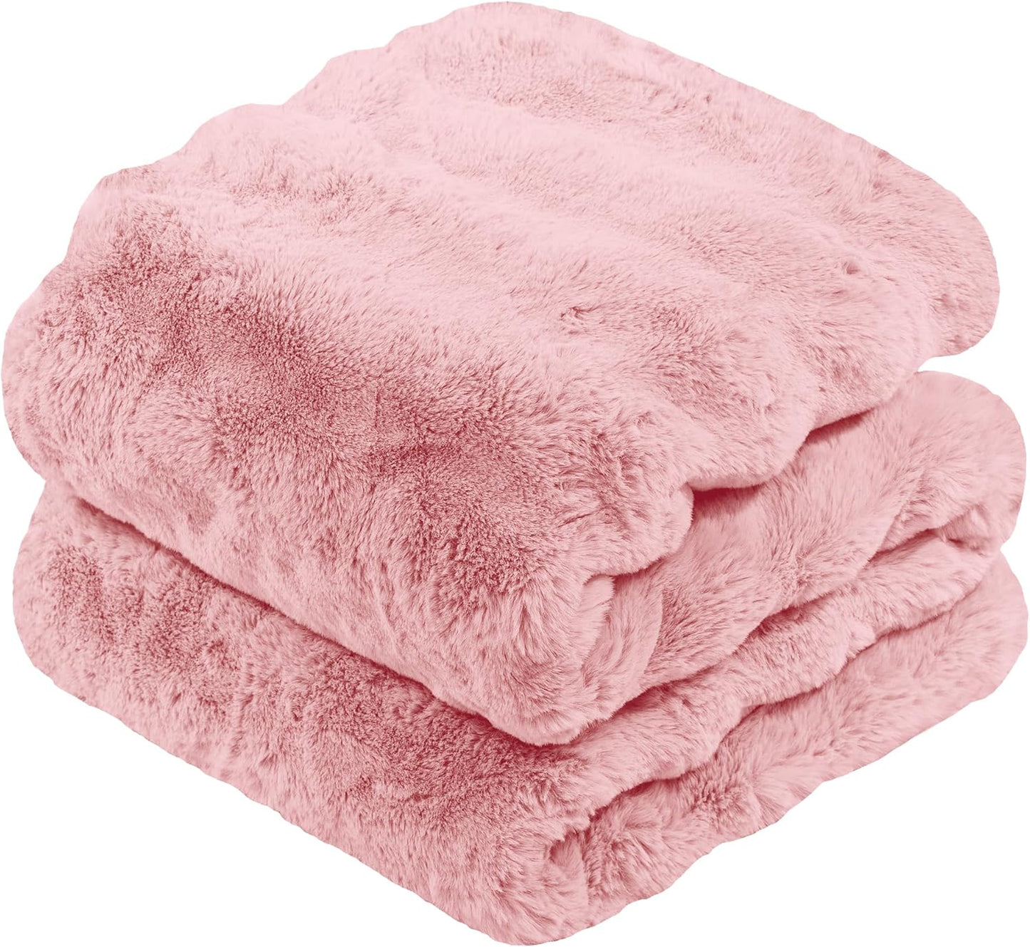 Touchat Luxury Faux Rabbit Fur Throw Blanket for Cozy Living