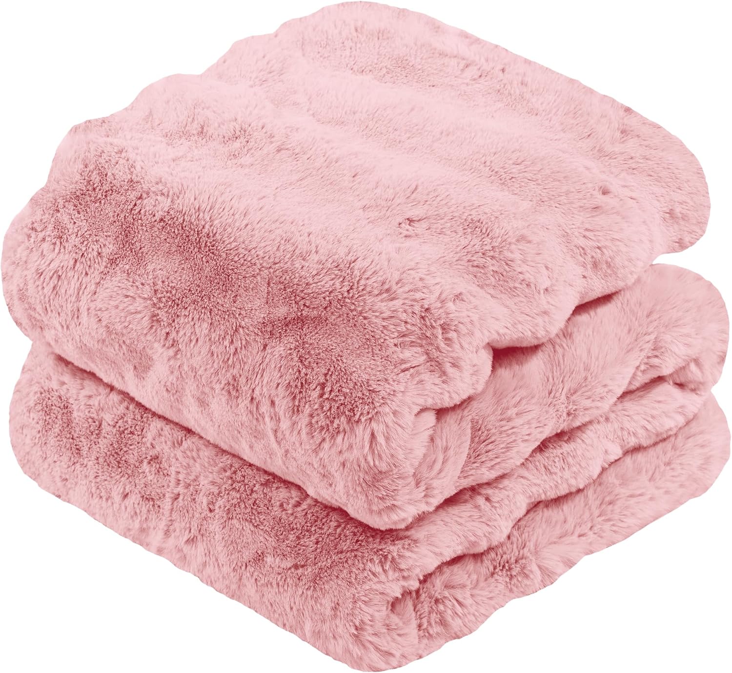 Touchat Luxury Faux Rabbit Fur Throw Blanket for Cozy Living