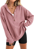 Oversized V Neck Hoodie Button Down Sweatshirt - Cozy Everyday Top