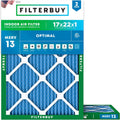 17x22x1 MERV 13 Air Filter 2-Pack - Optimal Smoke & Allergy Defense