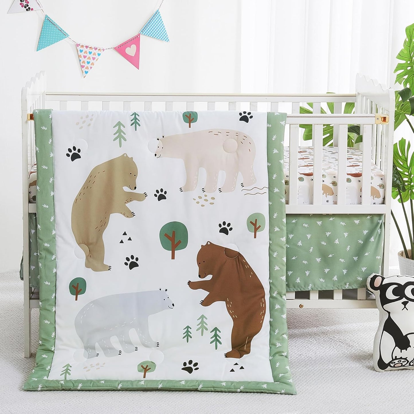 3 Piece Baby Crib Bedding Set for Nursery with Quilt and Sheet