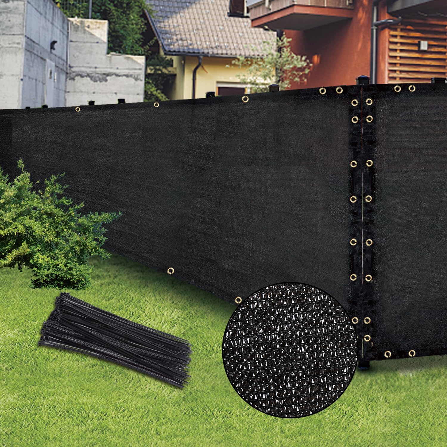 BADAO Privacy Fence Screen - Garden & Patio Black Mesh