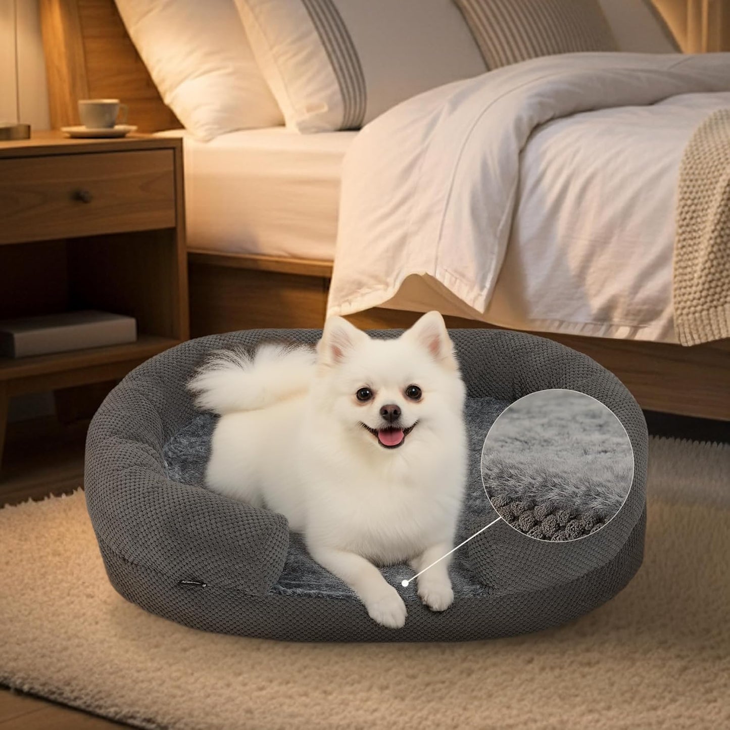 Donut Dog Bed for Small Dogs with Cozy Bolstered Sides