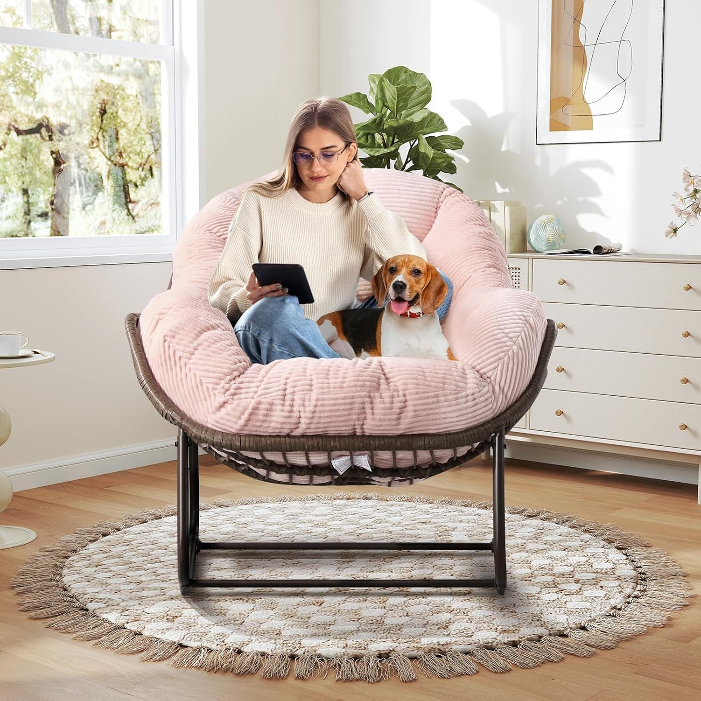 Large Indoor Rocking Chair with Thick Cushion for Ultimate Comfort