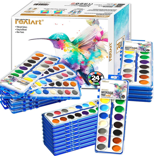 REALART 18 Colors Watercolor Paint Set for Kids and Adults