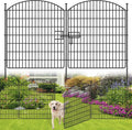 16 Panels No Dig Garden Fence with Gate - Tall Decorative Pet Barrier