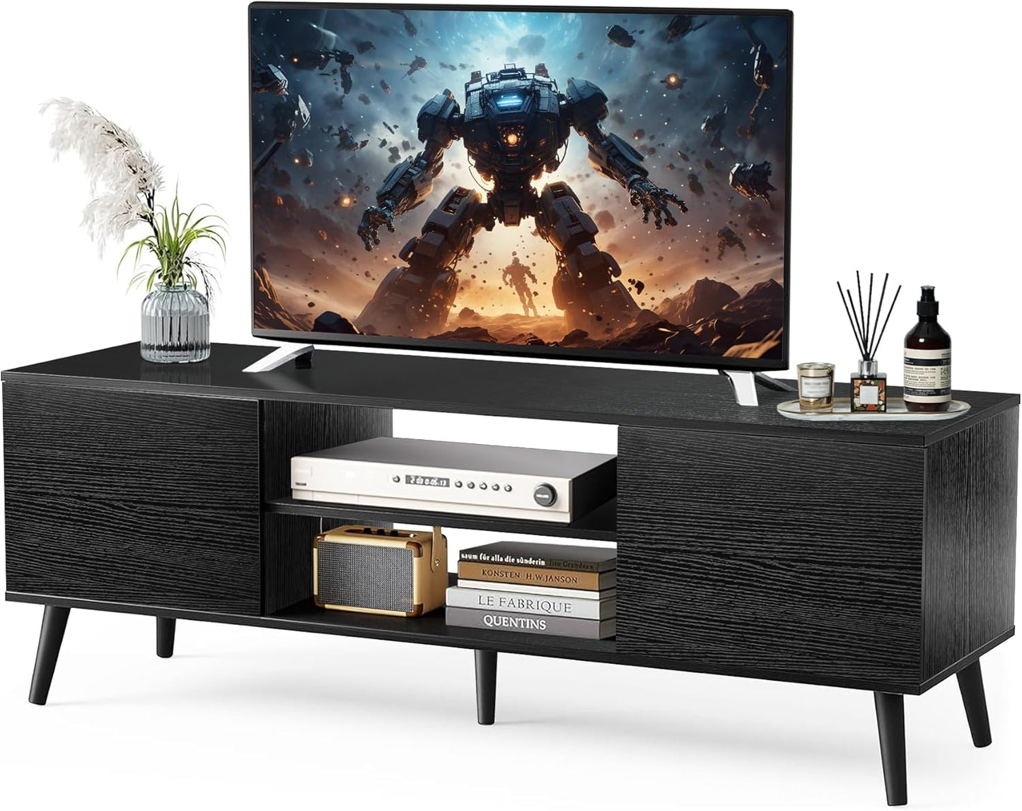 Sonharlar Black Wood TV Stand - Modern Storage Solution!