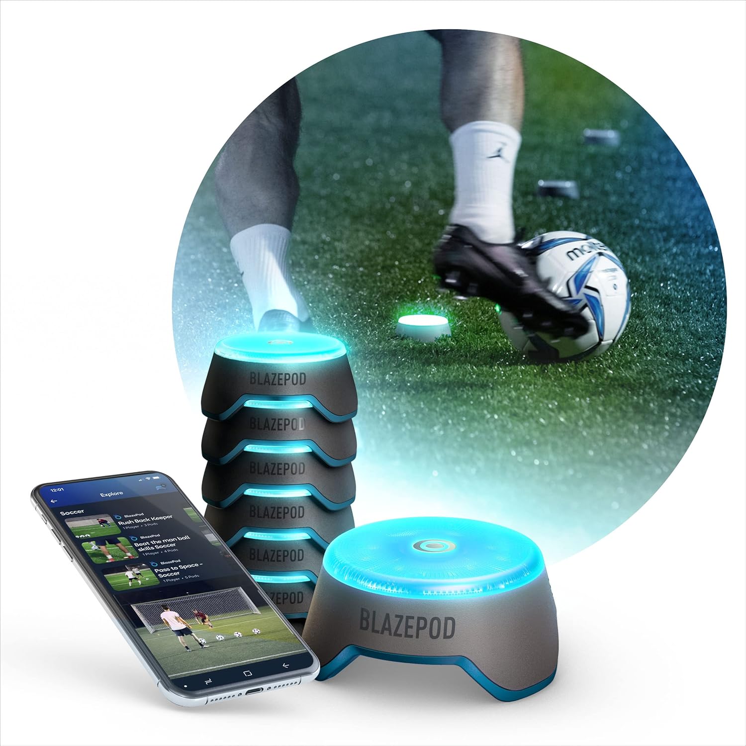 BlazePod Soccer Reaction Training Kit for Speed and Focus