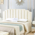 24KF Cream Velvet Tufted King Upholstered Headboard - Modern Vertical