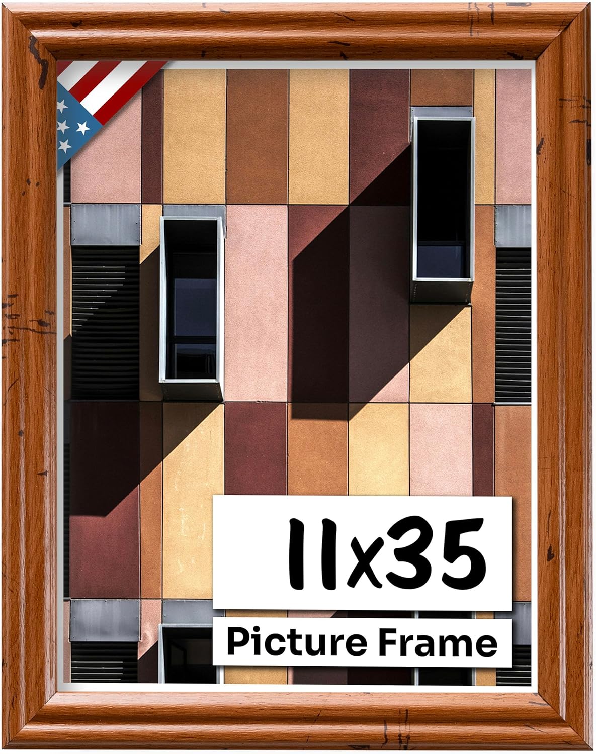 Distressed Oak 11x35 Picture Frame - Handmade Solid Wood Frame
