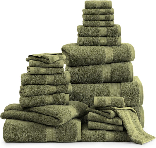 100% Cotton Towel Set for Bathroom - Plush & Ultra Soft 24 Pcs