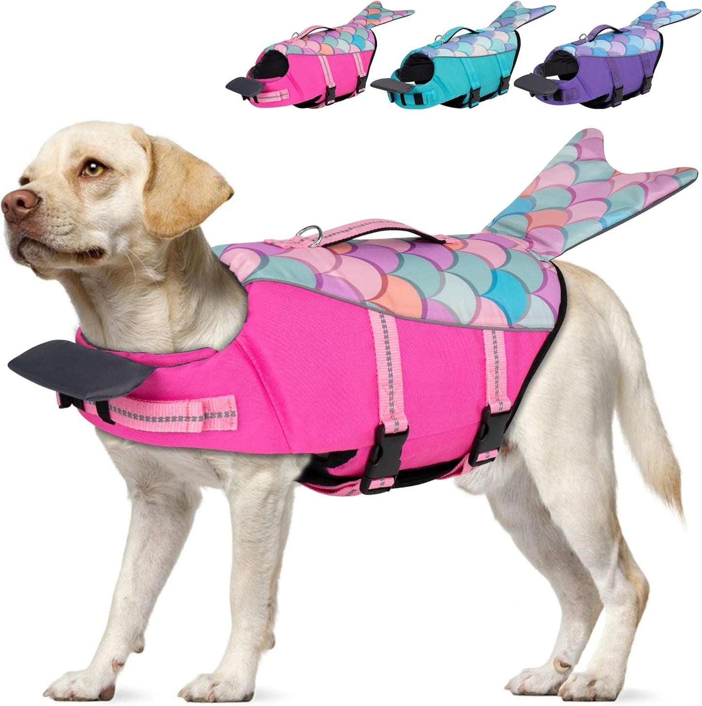Cyeollo Dog Life Jacket Reflective Mermaid Vest for Safety