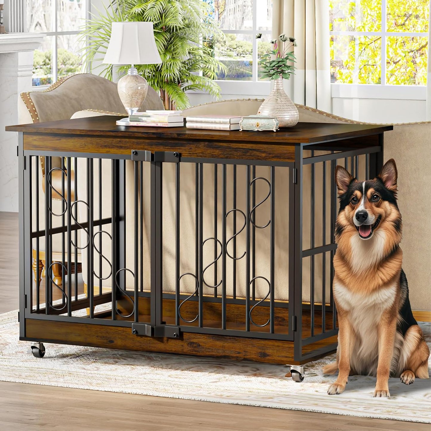Spacious 48 Inch Dog Crate Furniture for Medium and Large Breeds