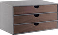 Cloth-effect Faux Leather Desk Organizer File Cabinet with 3 Drawers