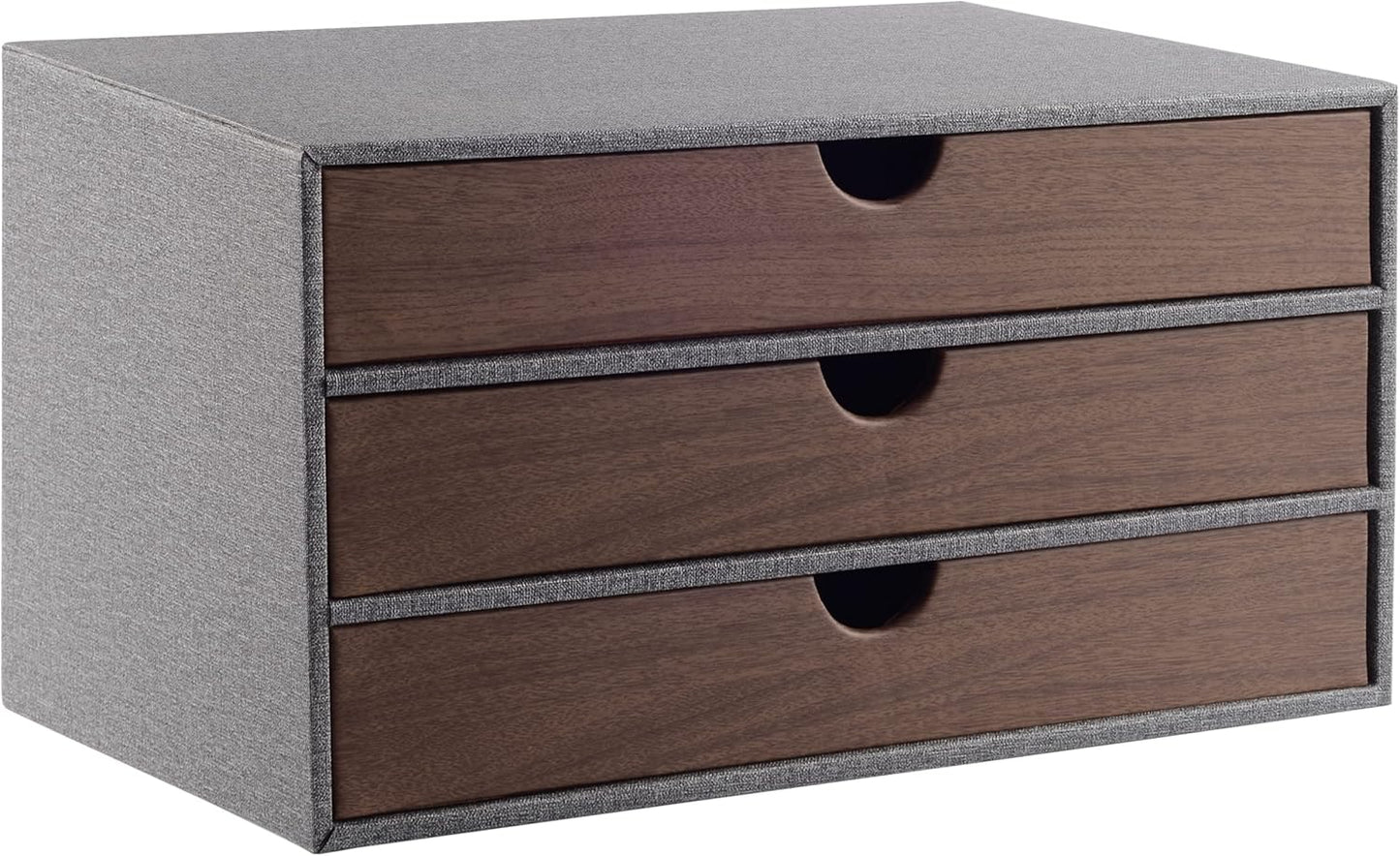 Cloth-effect Faux Leather Desk Organizer with 3 Drawers for Office