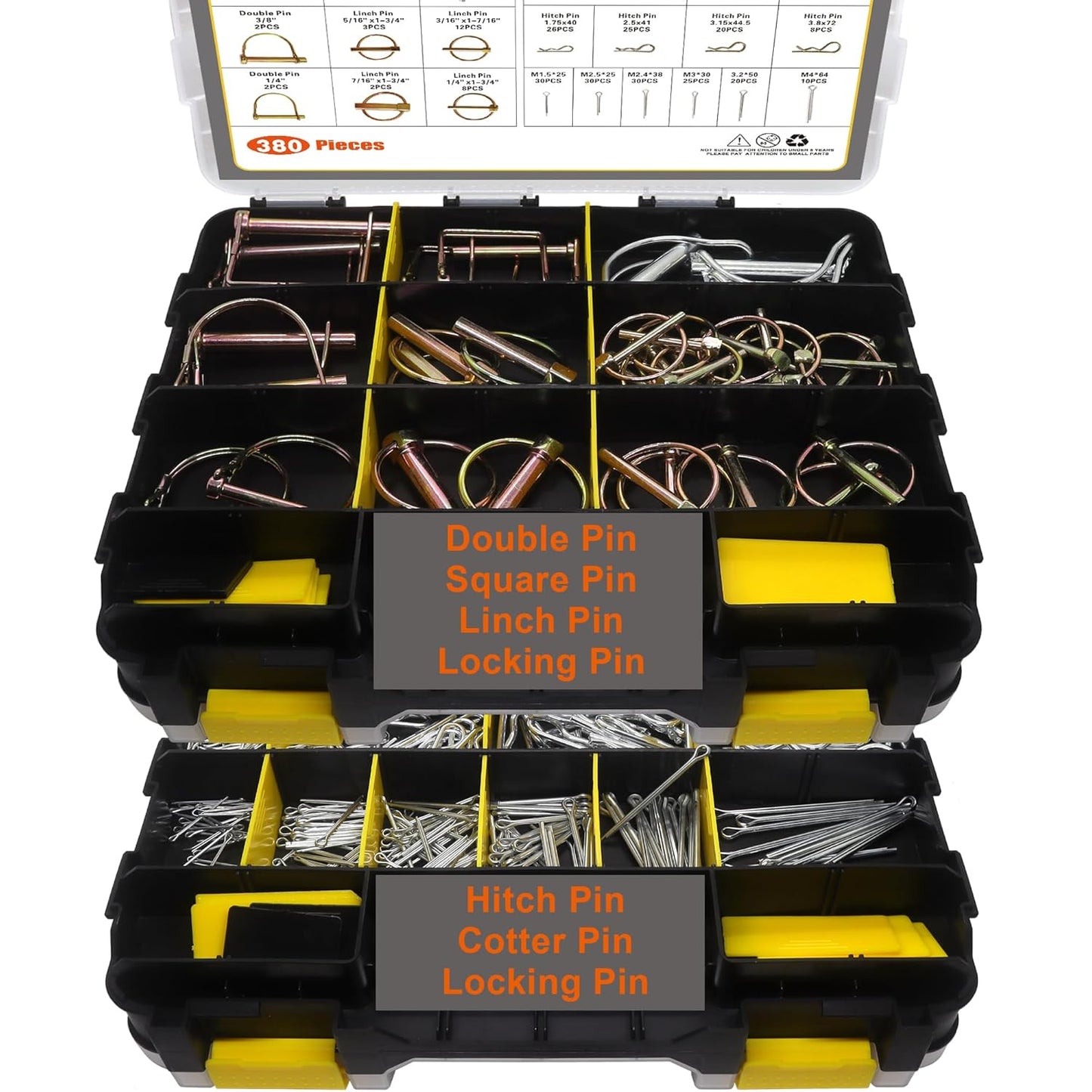 380 Pcs Heavy Duty Pin Kit for Trucks Trailers and Mowers
