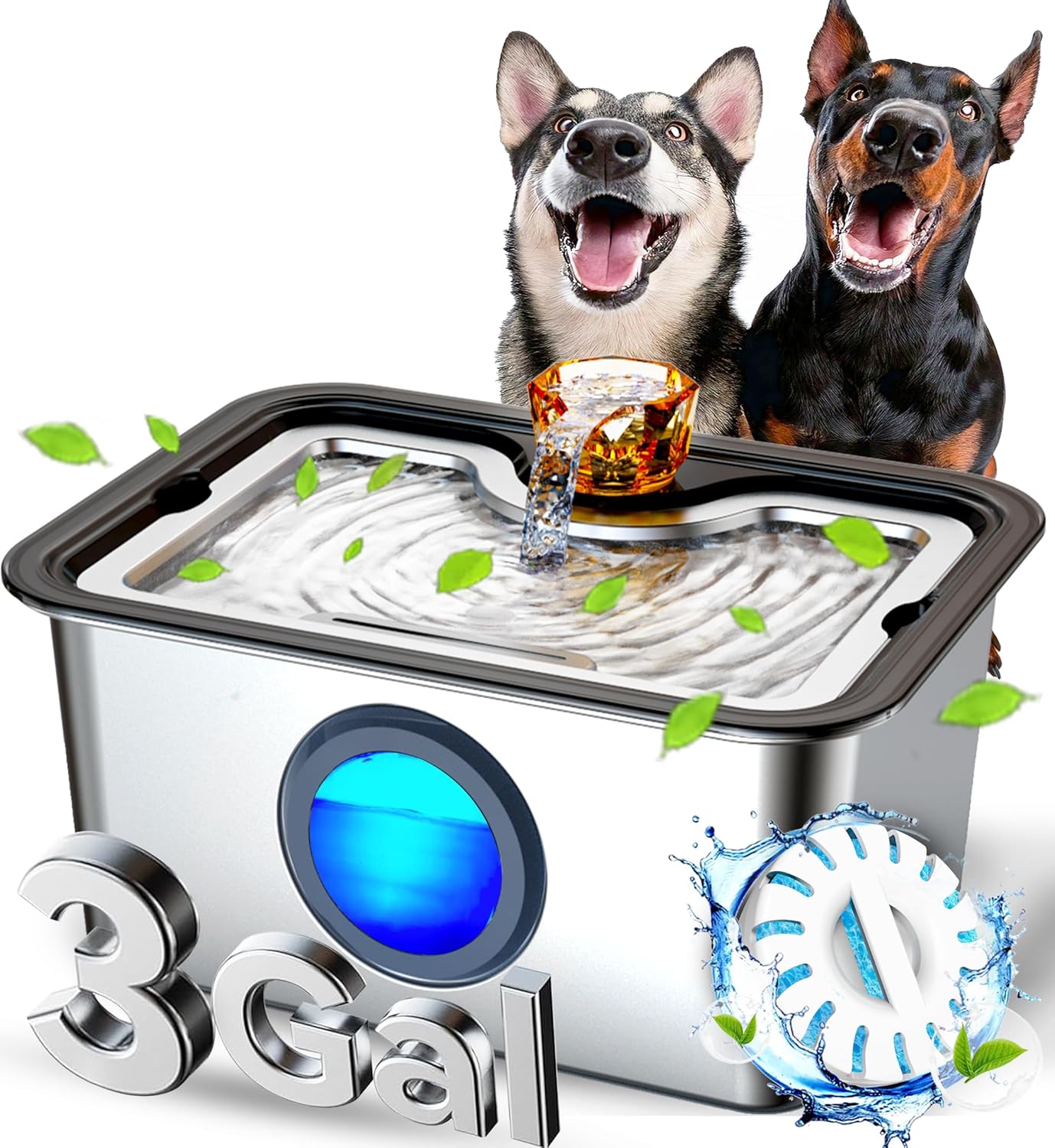 3Gal Dog Water Fountain with Ultra-Purification Features