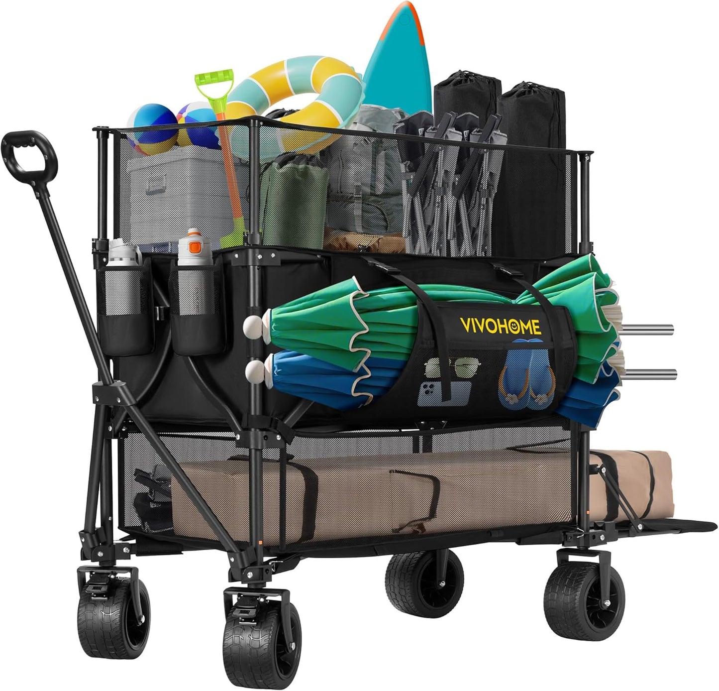 VIVOHOME 500L Large Capacity Double Decker Utility Wagon